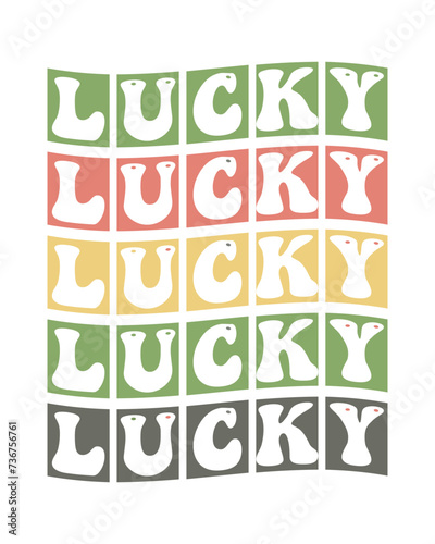 Lucky Happy St. Patrick's Day phrase repeat word handwriting typographic art on white background