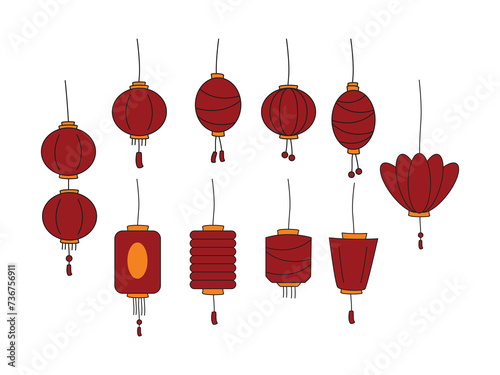 Chinese Lantern Flat Design Collection