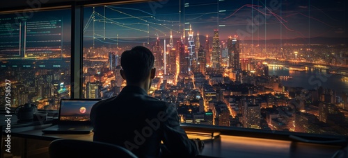 a man looking at a city