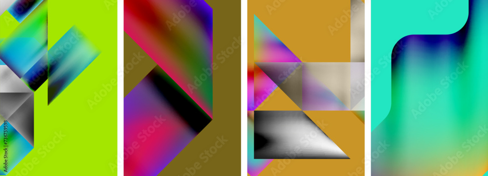 Set of colorful geometric posters - round shapes and circles with fluid color gradients. Abstract backgrounds for wallpaper, business card, cover, poster, banner, brochure, header, website Set of colorful geometric posters - round shapes and circles with fluid color gradients. Abstract backgrounds for wallpaper, business card, cover, poster, banner, brochure, header, website