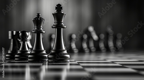Strategic and logical chess game with challenging position as a metaphor for life problems photo