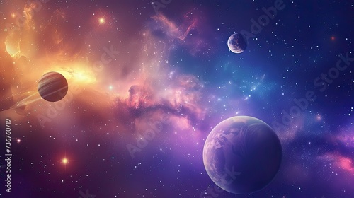Space with planets and stars in the background