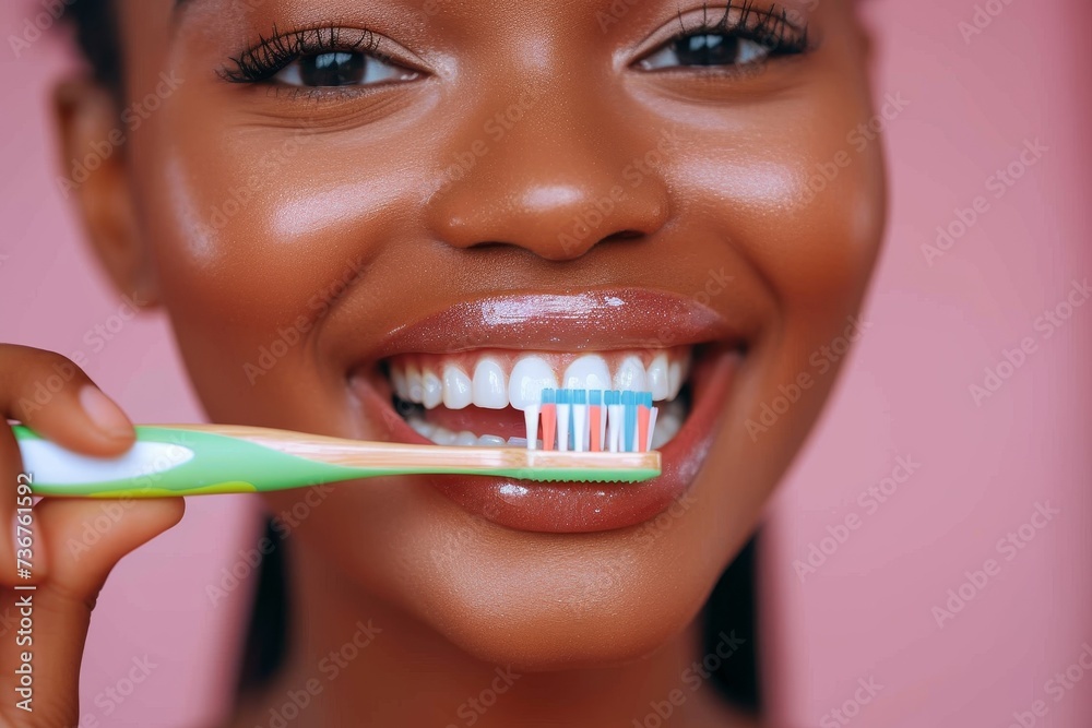 The image captures the daily routine of dental hygiene with a person ...