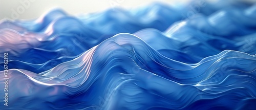 Obraz na płótnie Blue curling waves in a multi-level stereogram illusion