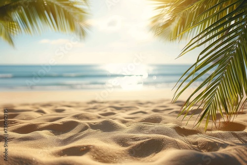 This image showcases the shimmering ocean as seen from the comfort of a sunlit sandy beach  inviting a soothing atmosphere