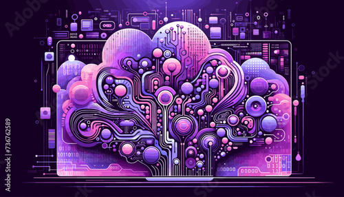 Large-scale language model AI concept vector illustration.