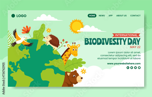 Biodiversity Day Social Media Landing Page Cartoon Hand Drawn Templates Background Illustration