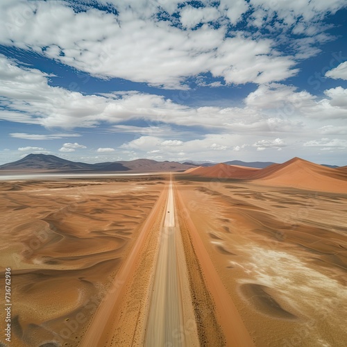 Vast Desert Road Leading to Nowhere in the Middle of Nowhere