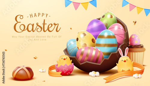 3D Colorful Easter Egg poster