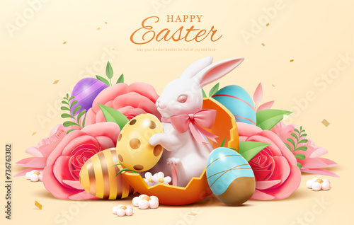 3D Porcelain Easter rabbit card