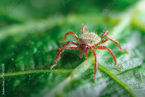 Detailed macro shot of a spider perched on a leaf, highlighting the intricate patterns and colors of nature