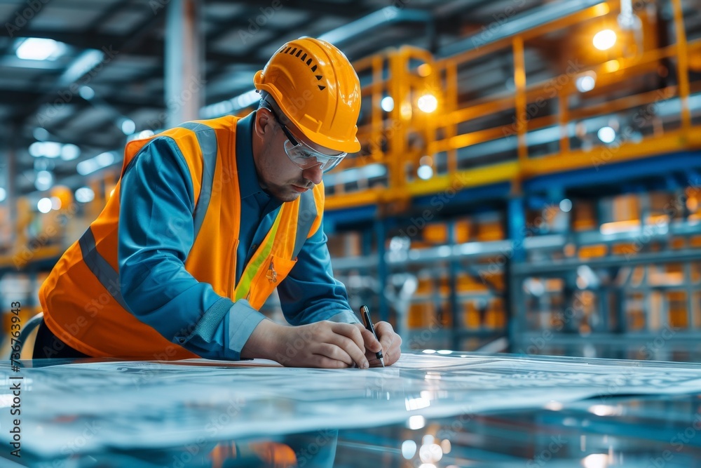 Warehouse Engineer in Action: Camera View of Efficient Operations with PC and Scanner Warehouse Engineer in Action: Camera View of Efficient Operations with PC and Scanner