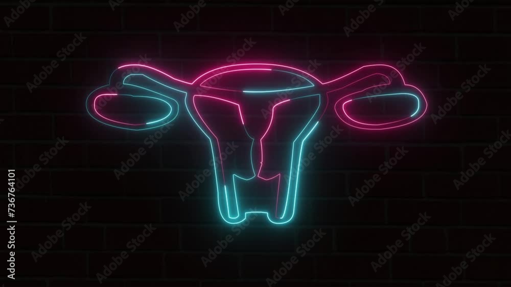Neon intrauterine insemination icon in line style. IUI reproductive technology symbol. Female reproductive system. Healthy intercourse method idea.