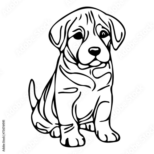 sketch line art animal dogs puppy characters hand drawn isolated set. Vector graphic design element illustration