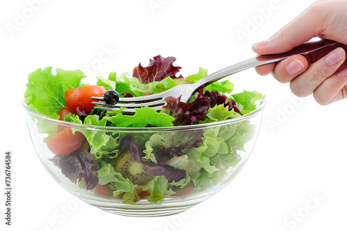 hand with fork  holding a salad