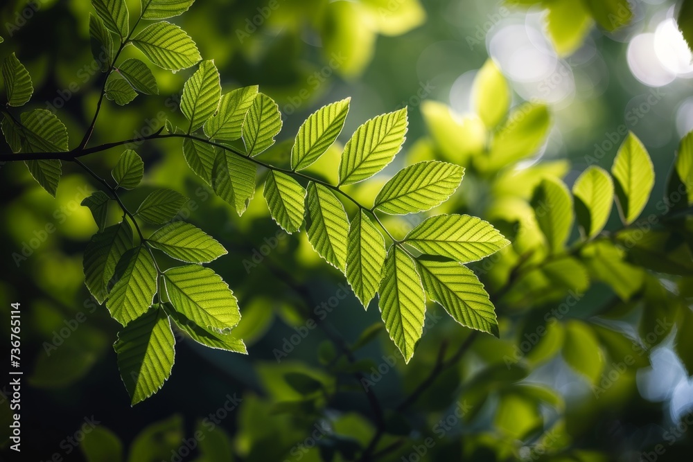 Lush foliage with sunlight creating dapples and a peaceful atmosphere in a forest setting Lush foliage with sunlight creating dapples and a peaceful atmosphere in a forest setting