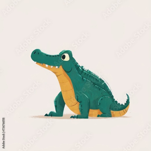cute crocodile character white background © alvian