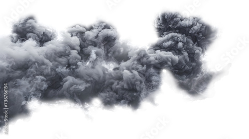 Big Smoke Plume Isolated On Transparent Or White Background