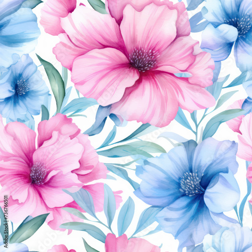 Watercolor flower seamless ink vector floral summer seamless pattern with watercolor hand drawn of watercolor textured abstract art textile. © Could