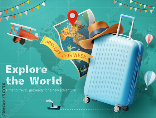 3D travel ad banner