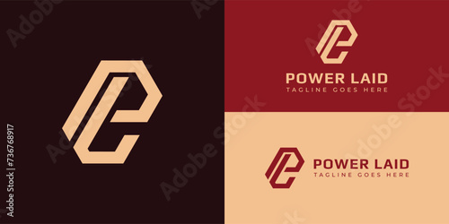 Abstract initial letter PL or LP logo on soft gold color isolated on multiple red backgrounds applied for sports card company logo also suitable for the brands or companies have initial name LP or PL.