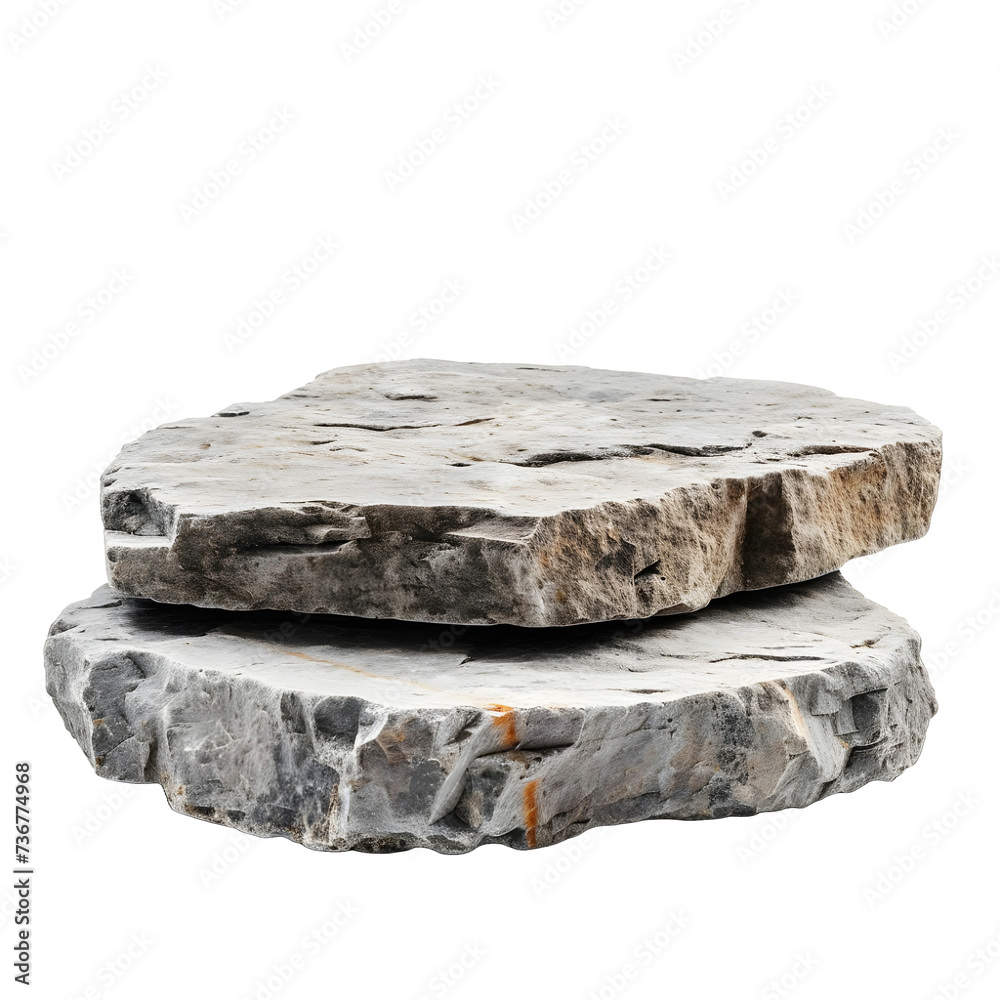 flat rocks, stone podium for display product isolated on transparent or white background, png	
