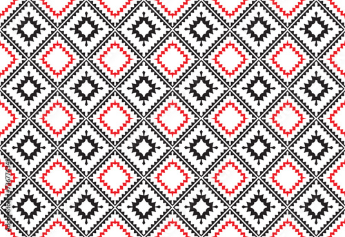 Tribal traditional fabric batik ethnic. ikat seamless pattern leaves geometric repeating Design for wallpaper, wrapping, fashion, carpet, clothing. Black and white