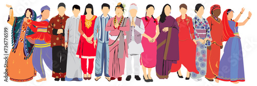 people silhouette traditional dress set