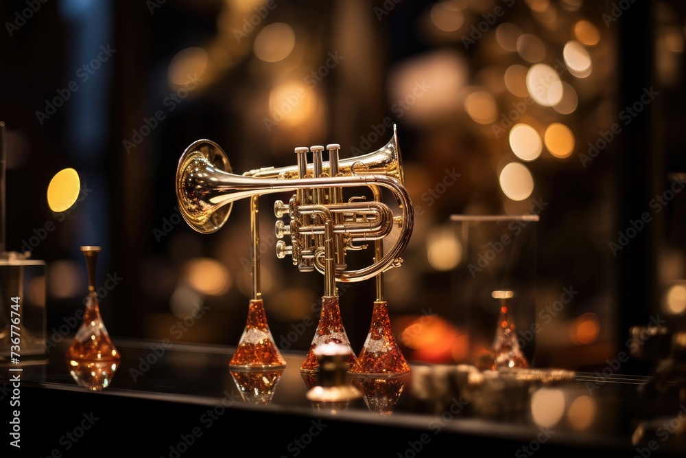 Royal Fanfare Frame: Showcase jewelry framed by miniature trumpets and instruments.