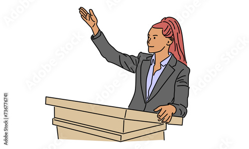 line art color of public speaker vector illustration