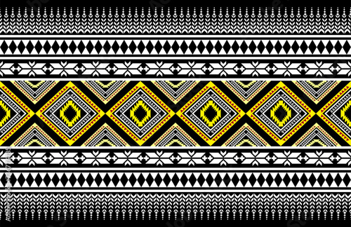 Tribal traditional fabric batik ethnic. ikat seamless pattern geometric repeating. Embroidery, wallpaper, wrapping, fashion, carpet, clothing. Black and white