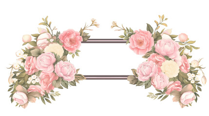 Watercolor frame of blush rose flowers. Perfect design for wedding invitation, greeting cards. 