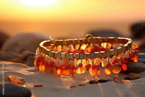 Amarna Sunset Glow: Capture jewelry against a background reminiscent of the Amarna period. photo