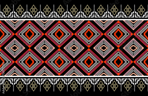 Tribal traditional fabric batik ethnic. ikat seamless pattern geometric repeating. Embroidery, wallpaper, wrapping, fashion, carpet, clothing. Black and white