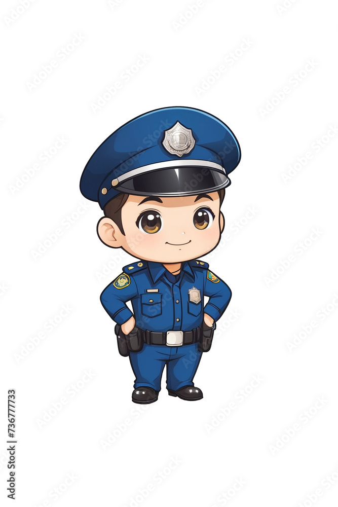 Happy cute policeman illustration Happy cute policeman illustration