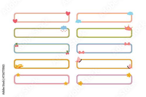 Adorable Name Tag Set of Colorful Label Template for Decoration Notebook Sticker