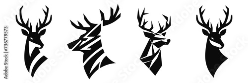 Collection of black deer icons.Logo of deer.Deer simple icon.Reindeer vector symbols.Set of deers.