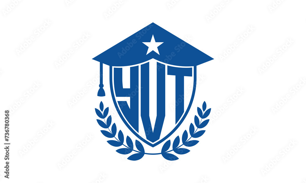 YVT three letter iconic academic logo design vector template. monogram, abstract, school, college, university, graduation cap symbol logo, shield, model, institute, educational, coaching canter, tech YVT three letter iconic academic logo design vector template. monogram, abstract, school, college, university, graduation cap symbol logo, shield, model, institute, educational, coaching canter, tech