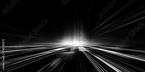 White neon lines abstract, Streaming energy on a black background. 