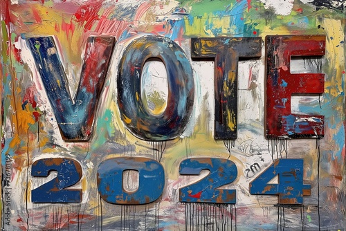 Vote 2024 Painted Sign, Contemporary Election Signage, Campaign Artwork