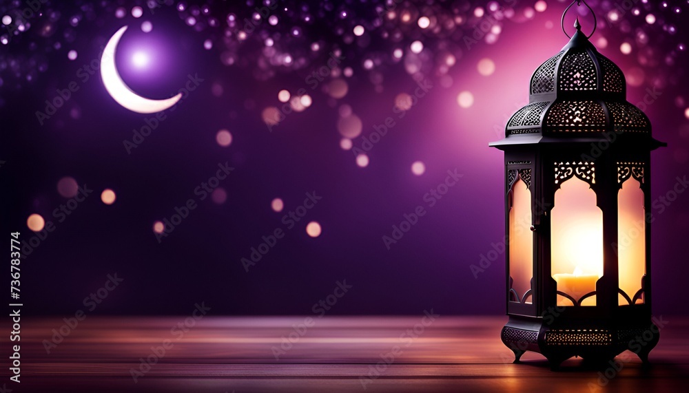 Beautiful purple background with arabic lantern and copy space for ramadan. Beautiful purple background with arabic lantern and copy space for ramadan.