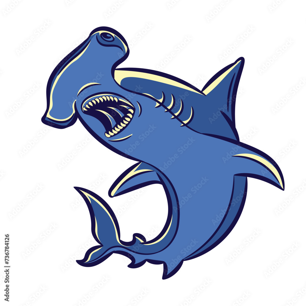 Naklejka premium Hammerhead Shark Mascot Logo