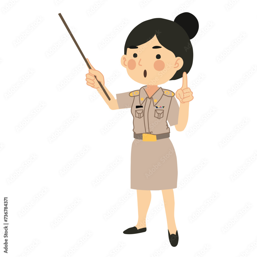 Classroom Instruction concept. Thai Female Teacher in Classroom with Pointing Stick Classroom Instruction concept. Thai Female Teacher in Classroom with Pointing Stick