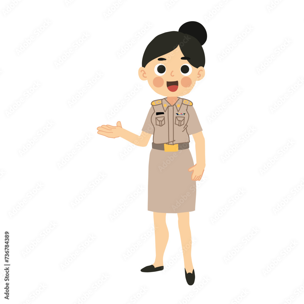 Happy Smiling Thai Female Teacher Welcoming Students Back to School Happy Smiling Thai Female Teacher Welcoming Students Back to School