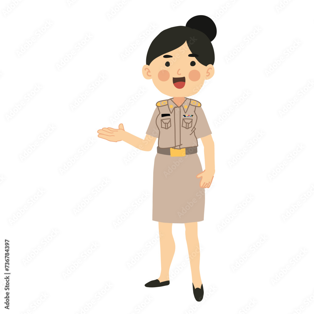 Happy Smiling Thai Female Teacher Welcoming Students Back to School Happy Smiling Thai Female Teacher Welcoming Students Back to School