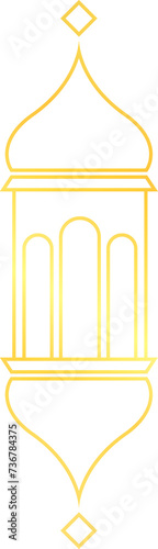 Golden metal line Ramadan lantern icon symbol flat vector illustration for religion holiday decoration design