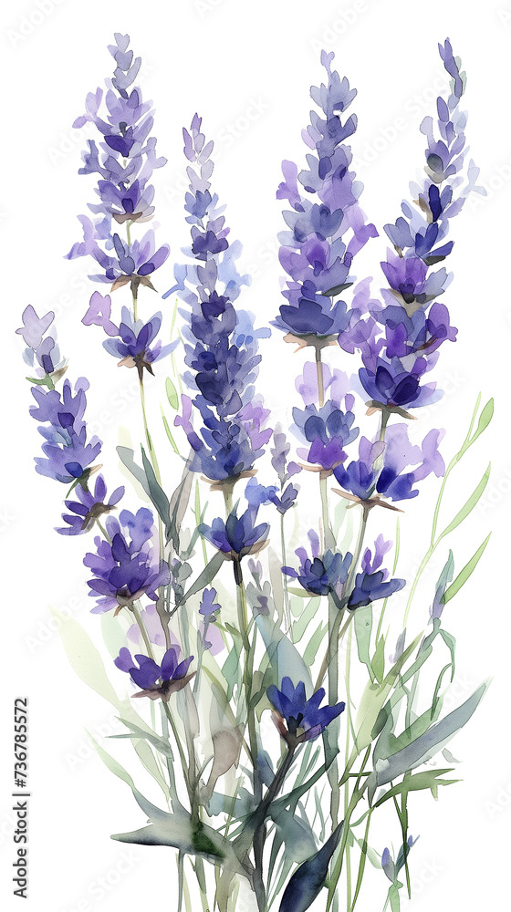 Naklejka premium ラベンダーの水彩画