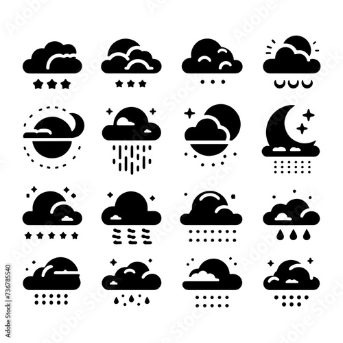 Cloud line icons set