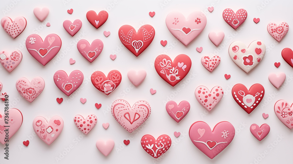 Fototapeta premium 3D Clay pattern with cute hearts