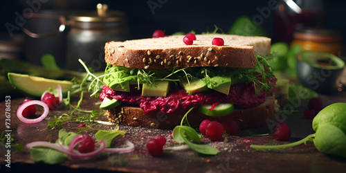 Vegan beetroot sandwich